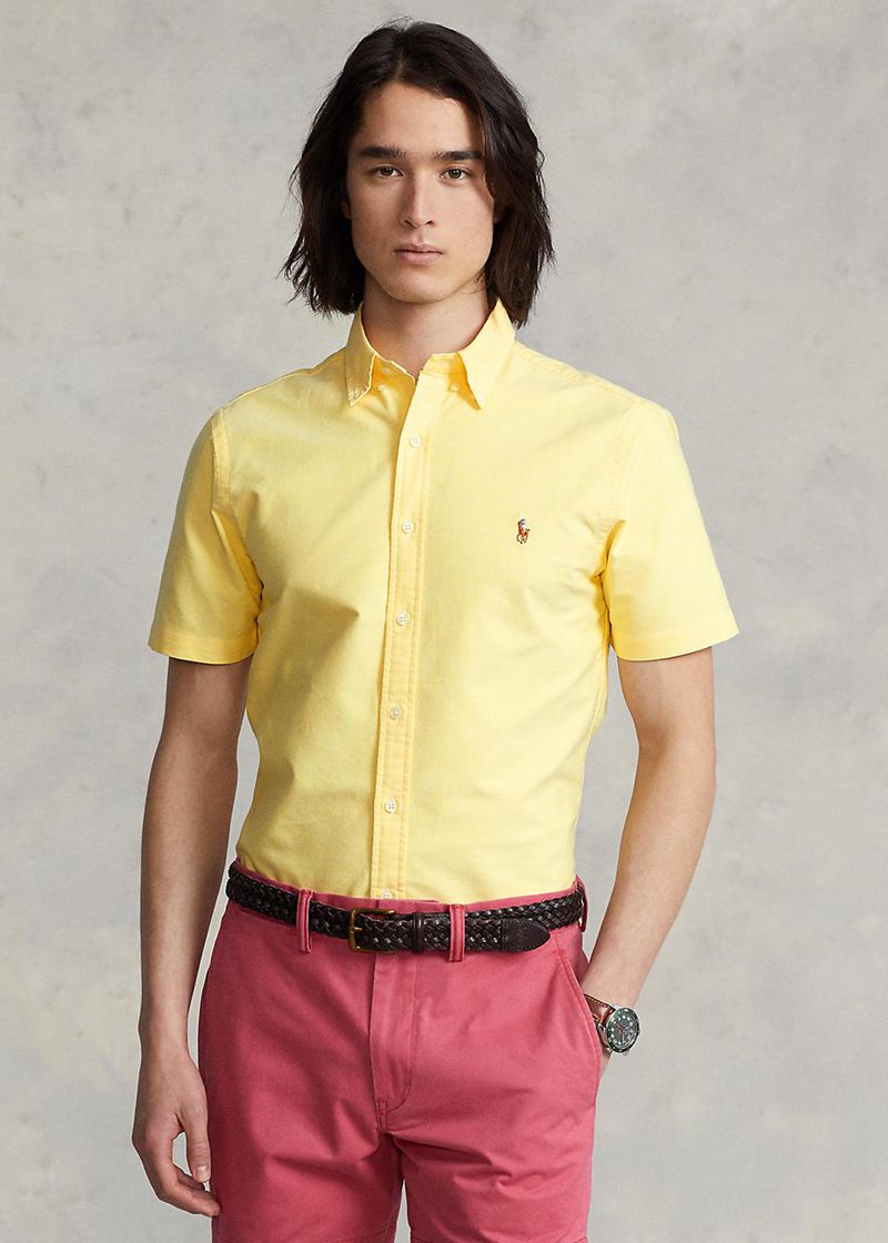 Camisas Polo Ralph Lauren Hombre Slim Fit Oxford Chile Amarillo BNSQP-9073